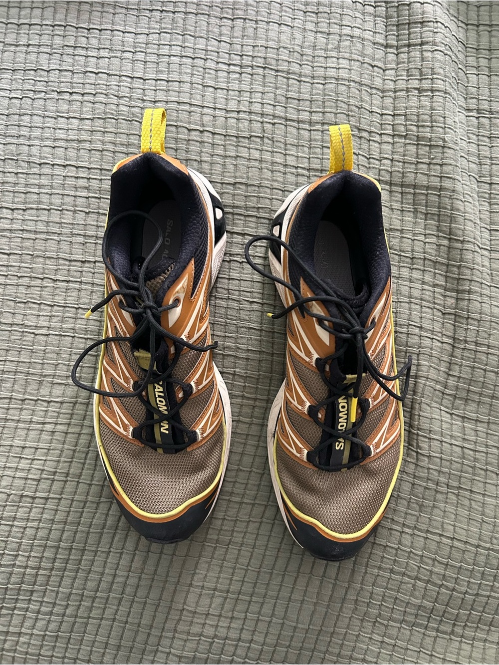 Salomon Brown Yellow Black Athletic Running Shoes